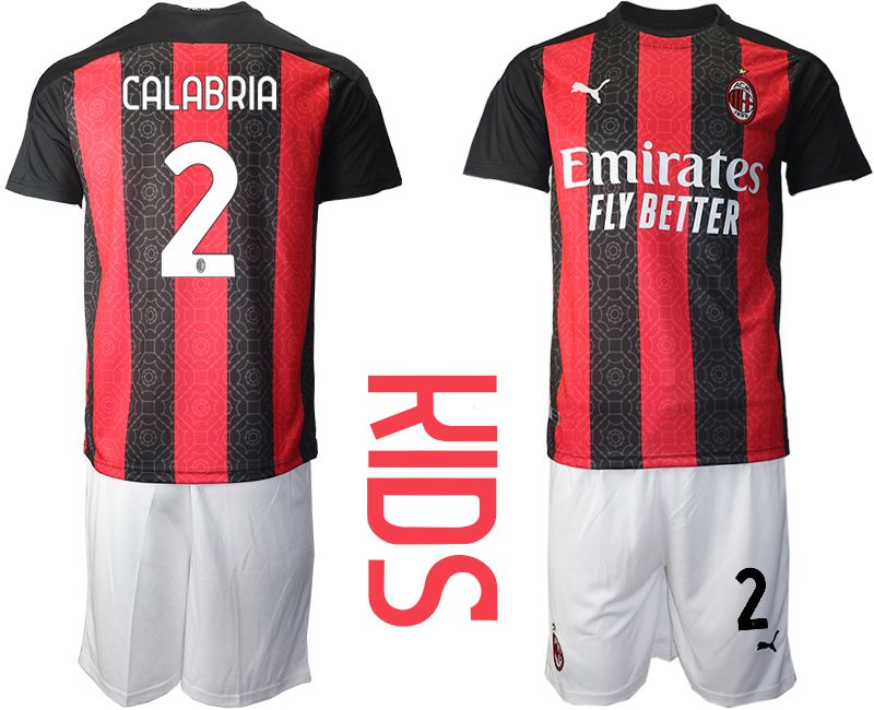 Youth 2020-2021 club AC milan home #2 red Soccer Jerseys